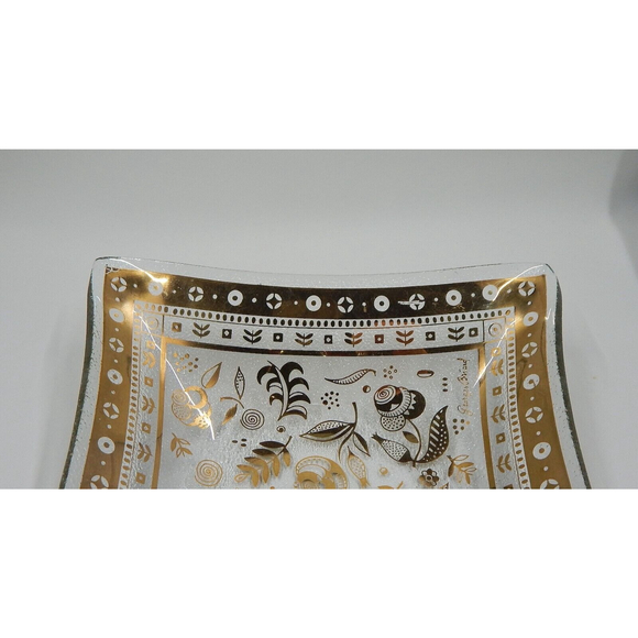 Georges Briard Glass Gold Persian Garden Plate Tray 11 Inch - Picture 5 of 11
